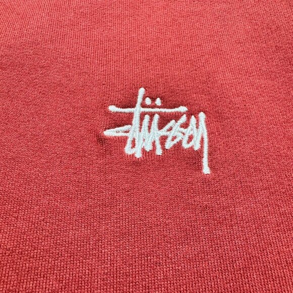 Stussy Fleece Vest Stock Logo Washed Burgundy EUC Mens XL - Picture 5 of 9